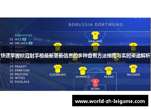 快速掌握欧冠射手榜最新更新信息的多种查看方法指南与实时渠道解析