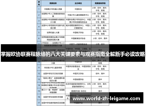 掌握欧协联赛程脉络的八大关键要素与观赛指南全解新手必读攻略
